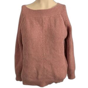 LOFT Outlet Womens Cozy Boat Neck Ribbed Knit Sweater Pink Size XL
